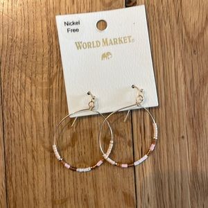 nickel free earrings in pink and tan beads